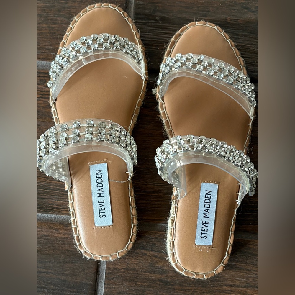 Steve Madden Strappy Espadrille Sandal with Rhinestones